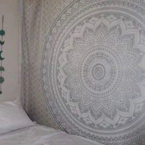 Grey and white tapestry